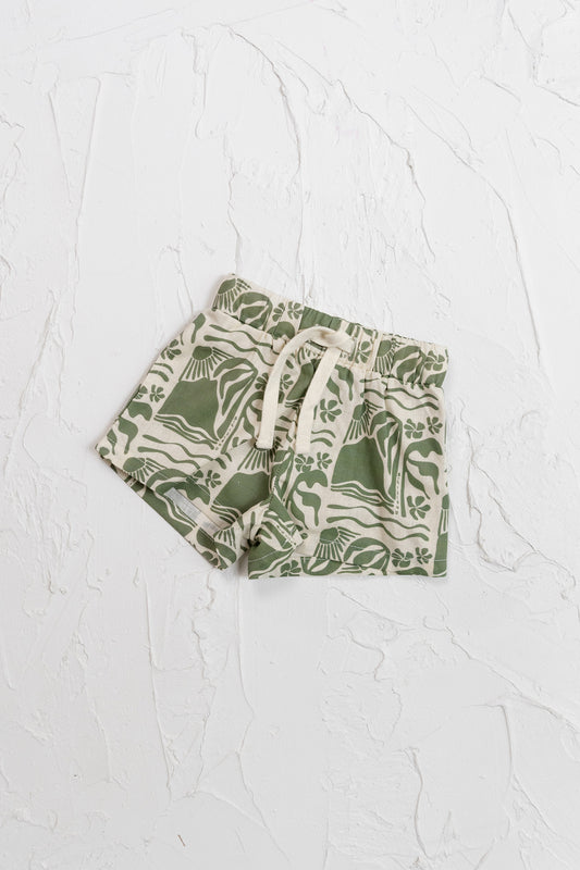 Cinnamon Baby Big Island Linen Shorts - Olive