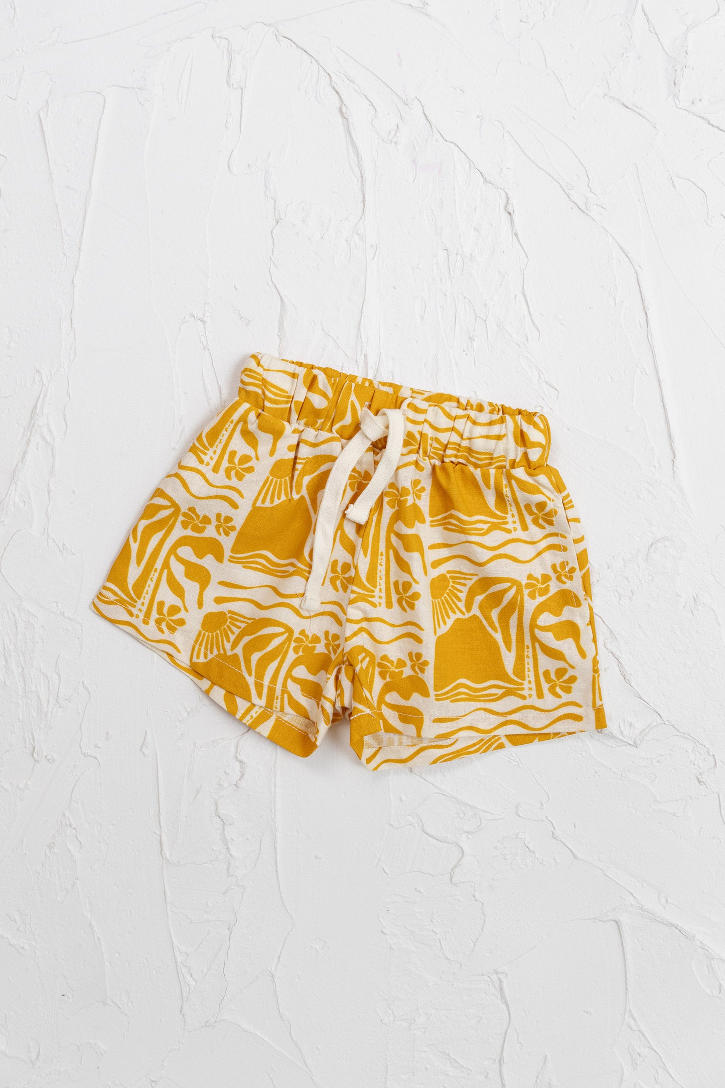 Cinnamon Baby Big Island Linen Shorts - Mustard
