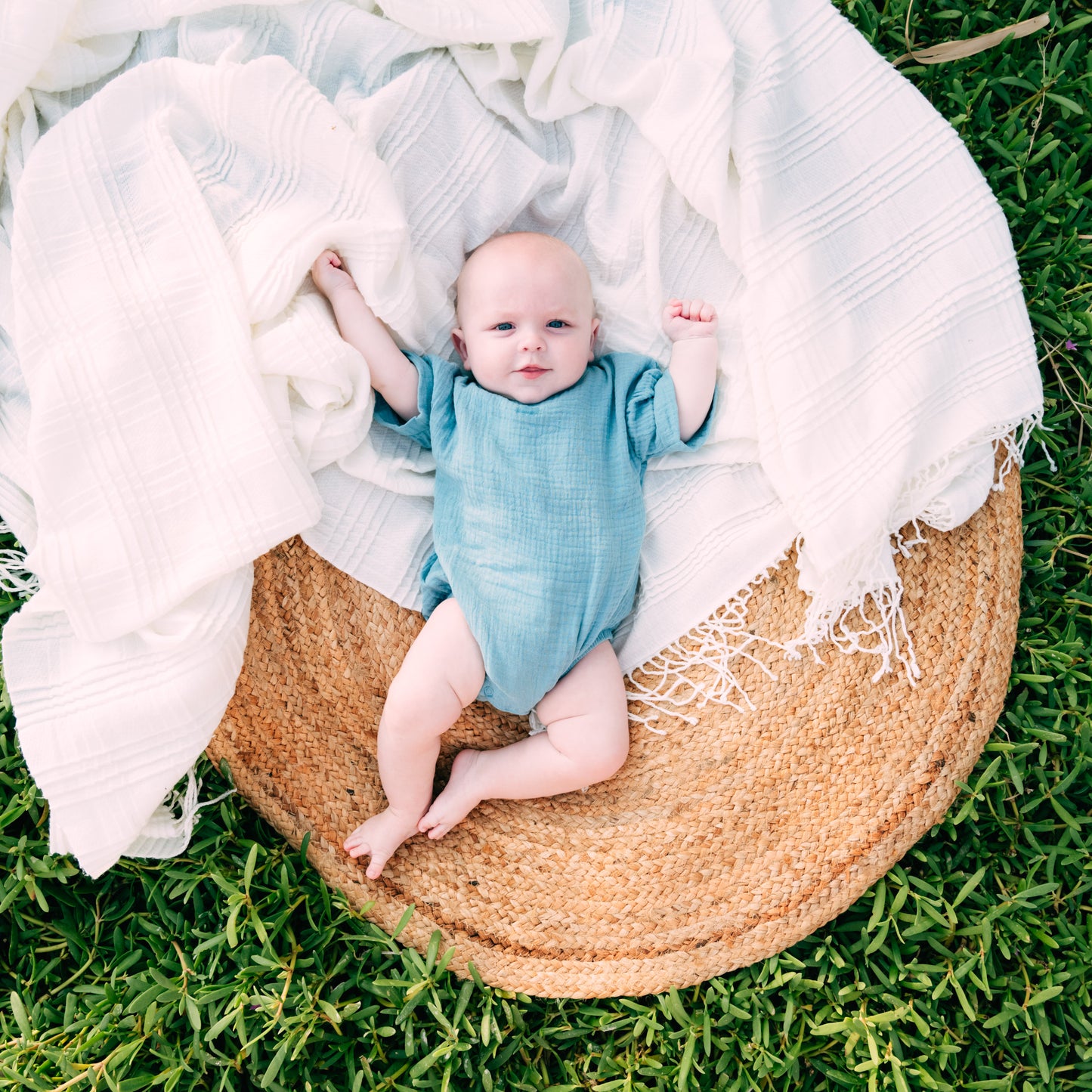 Riley Bubble Hem Organic Cotton Unisex Romper