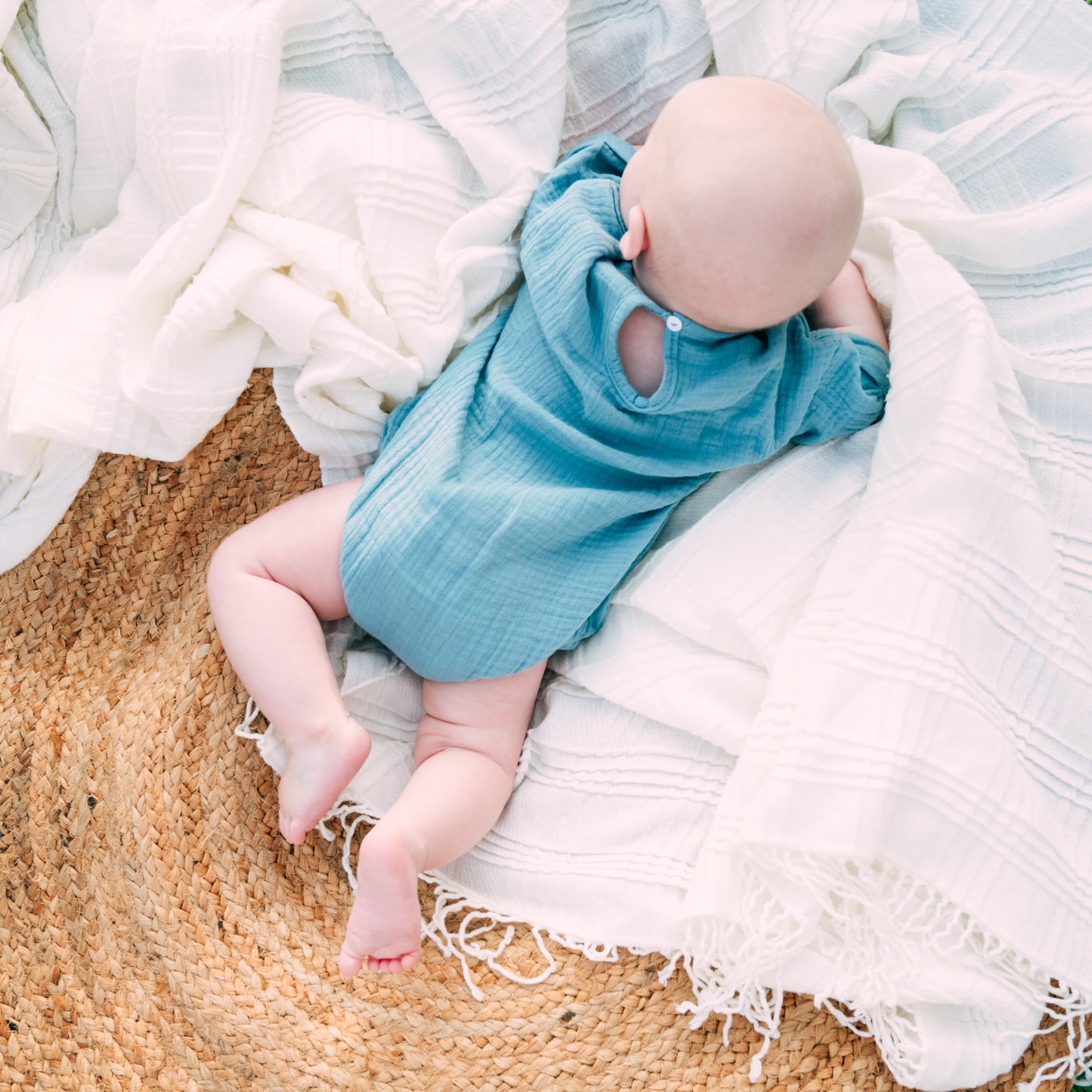 Riley Bubble Hem Organic Cotton Unisex Romper