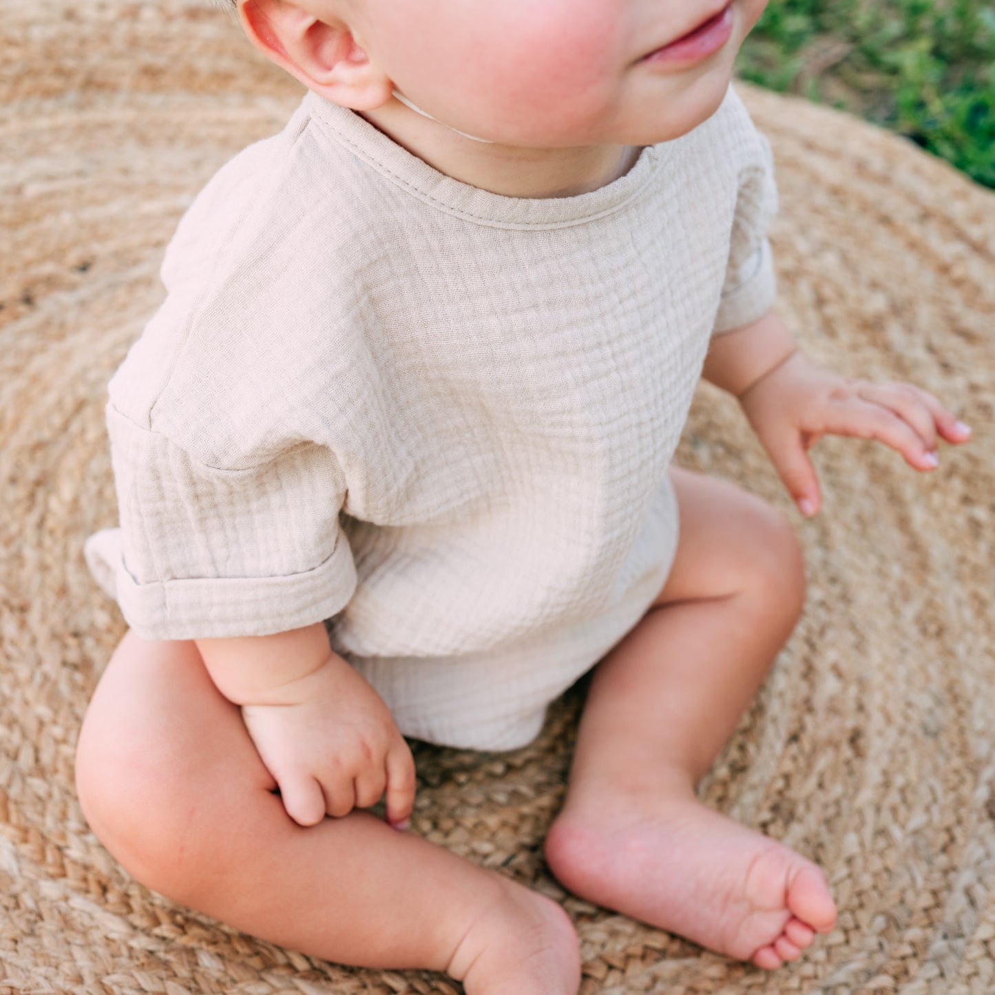 Conscious Collective organic cotton riley bubble hem romper