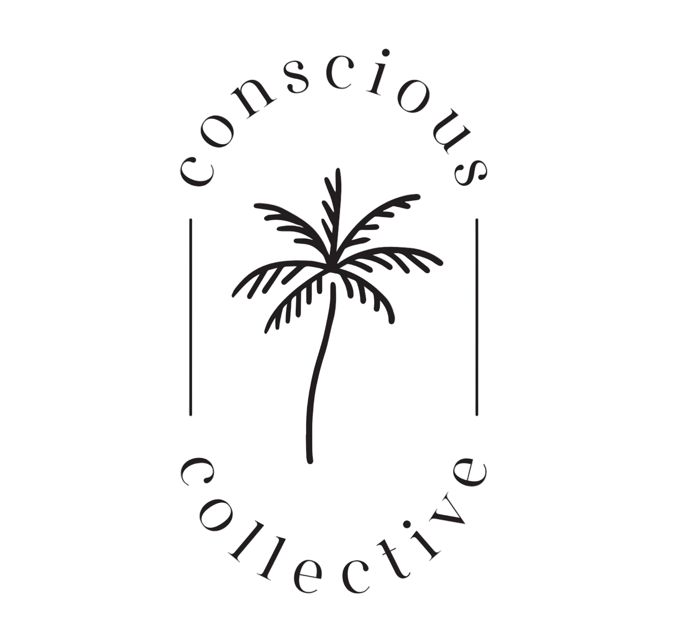 Logo of 'Conscious Collective' with a palm tree design on a white background