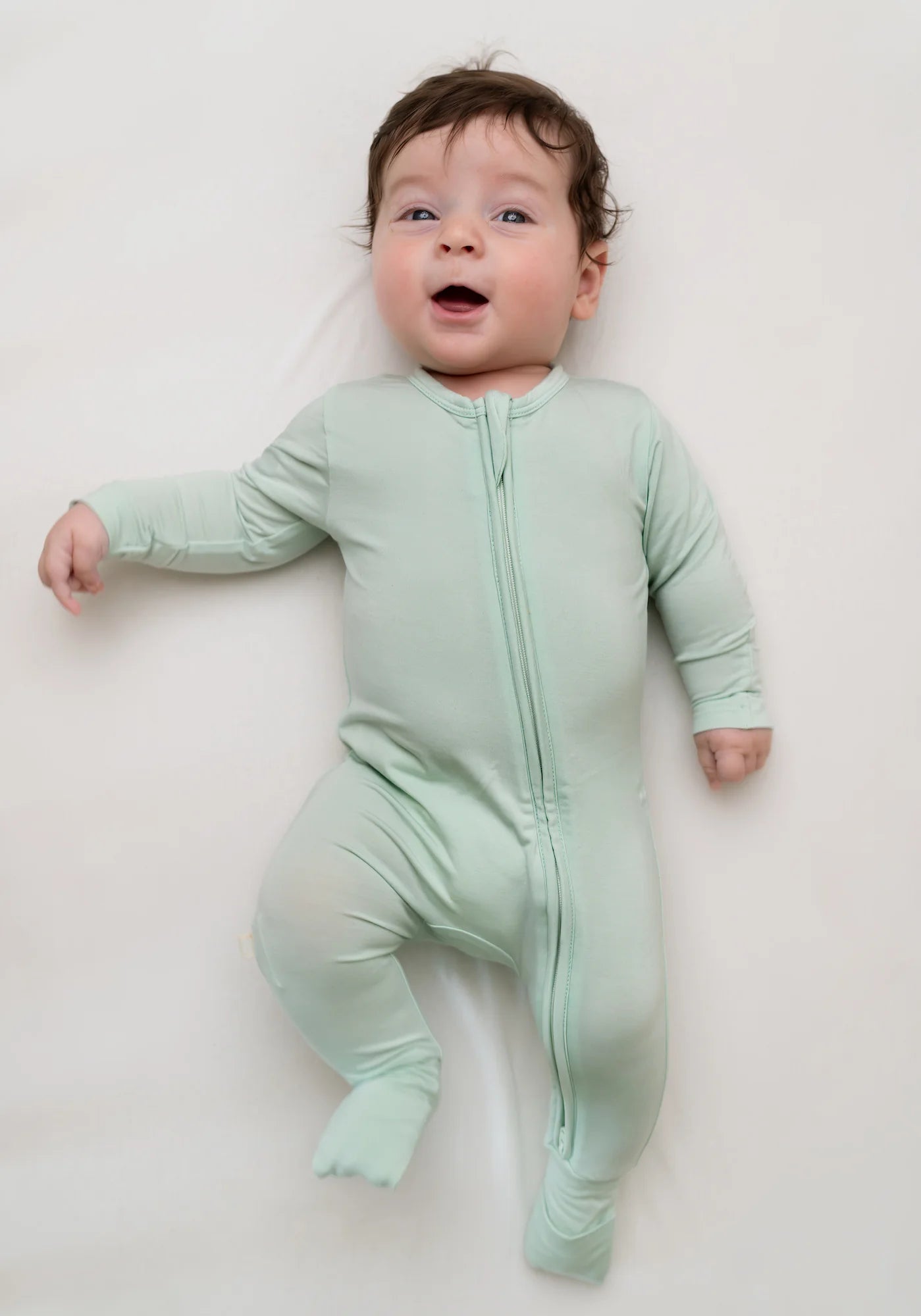 Hushabye Zippered Sleepsuit in Light Sage