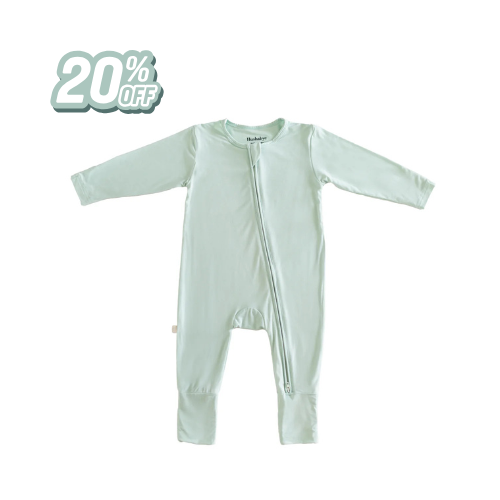 Hushabye Zippered Sleepsuit in Light Sage