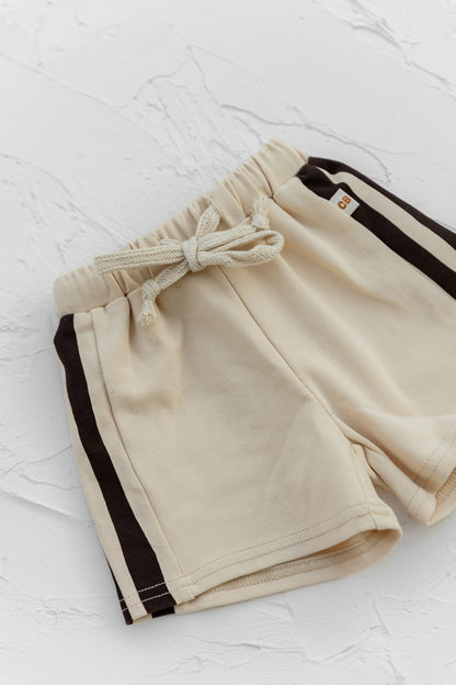 Cinnamon Baby Striped Panel Shorts - Cream