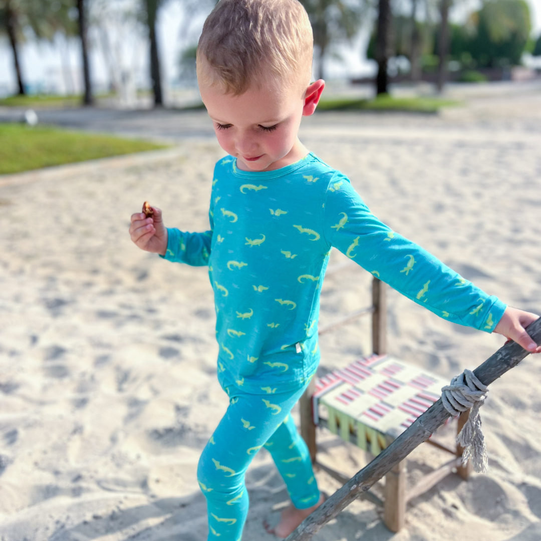 Hushabye Bamboo Pajamas in Crocodile