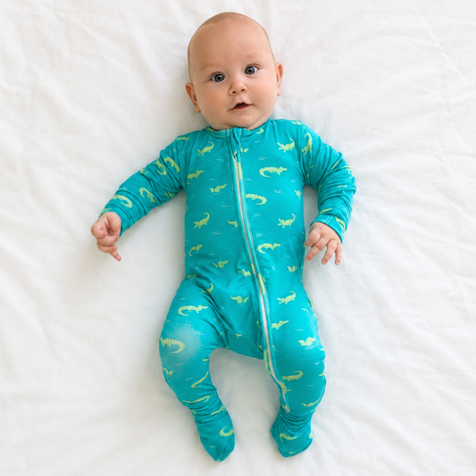 Hushabye Bamboo Sleepsuit in Crocodiles