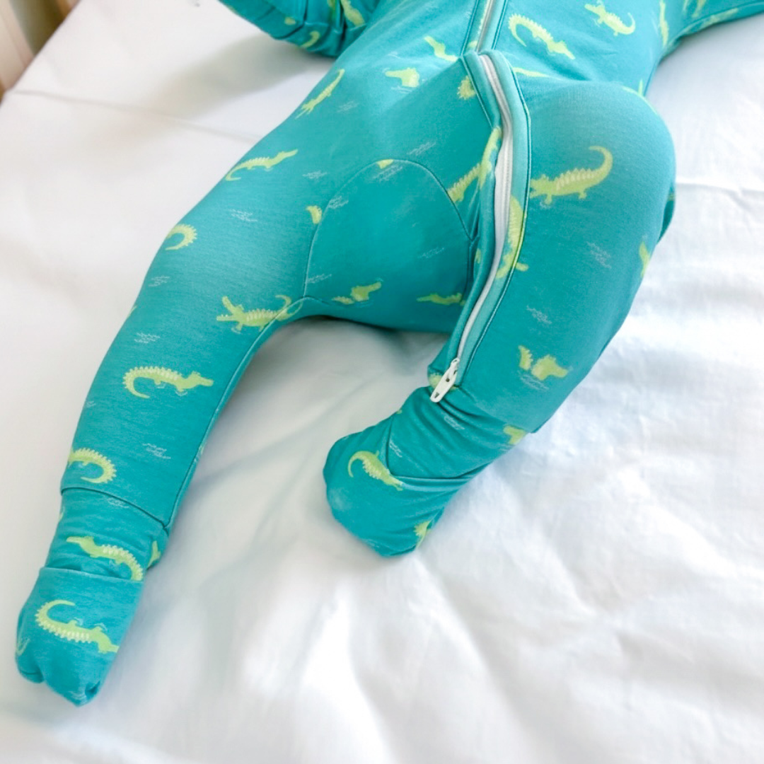 Hushabye Bamboo Sleepsuit in Crocodiles