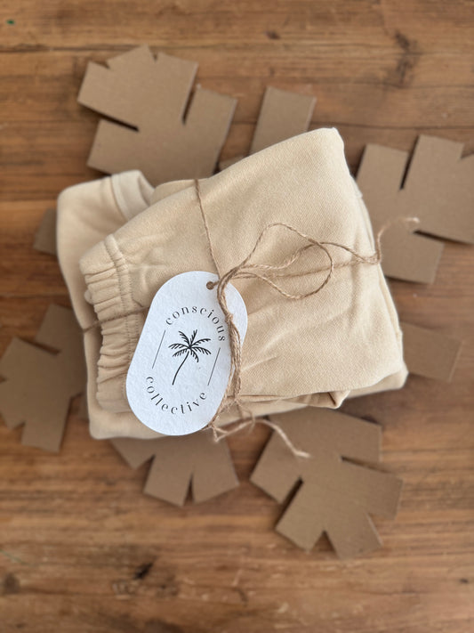 RENT | French Terry Sweatshirt & Pants Set in Beige
