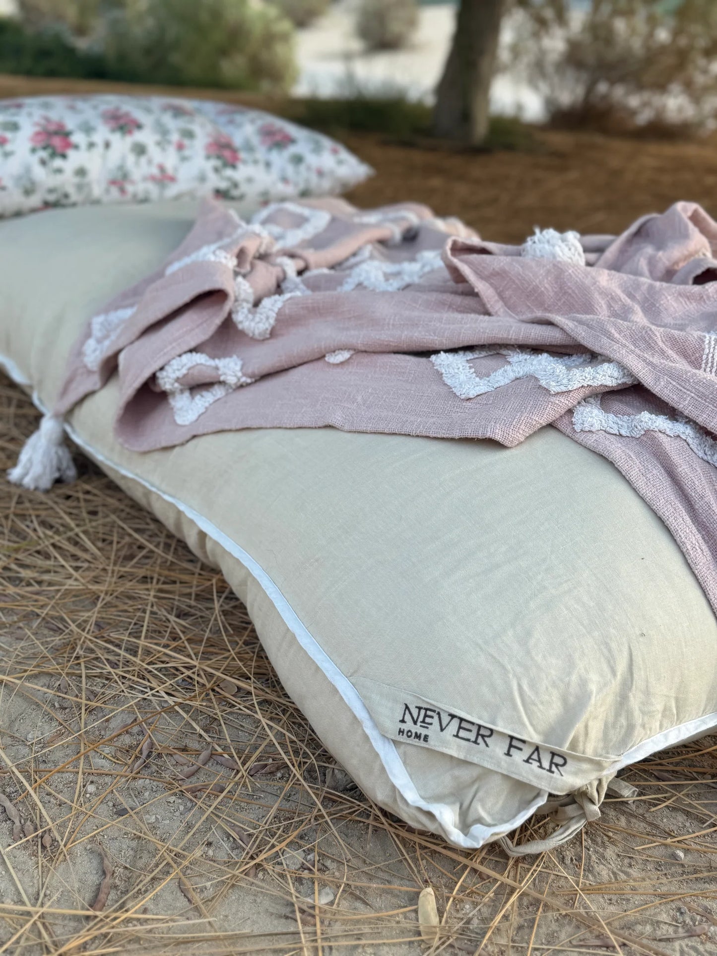 Never Far Home GiGi Large Linen Floor Bed in Linen