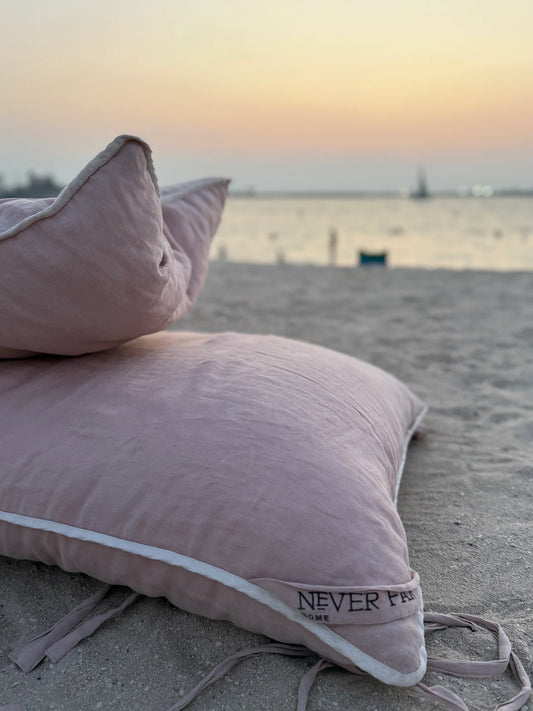 Never Far Home Harrison Small Linen Bed in Blush