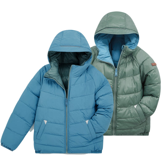 RENT | Töastie Eco Reversible Puffer | Cloud Blue & Fern